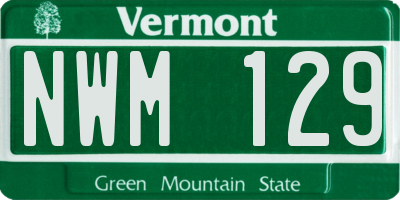 VT license plate NWM129