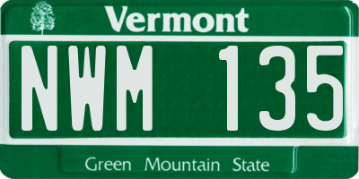 VT license plate NWM135