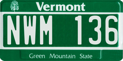 VT license plate NWM136