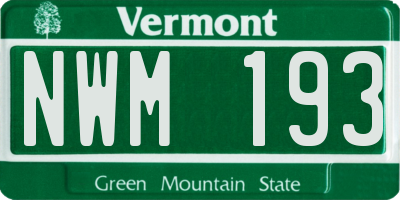 VT license plate NWM193