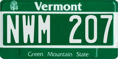VT license plate NWM207