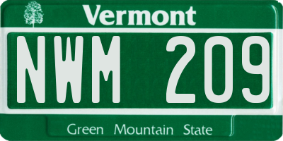 VT license plate NWM209