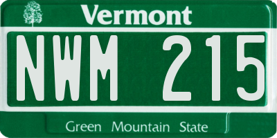 VT license plate NWM215