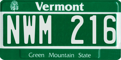 VT license plate NWM216