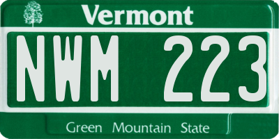 VT license plate NWM223