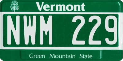 VT license plate NWM229