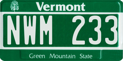 VT license plate NWM233