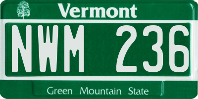 VT license plate NWM236