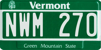 VT license plate NWM270