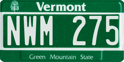 VT license plate NWM275