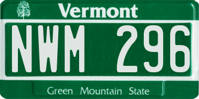 VT license plate NWM296