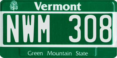 VT license plate NWM308
