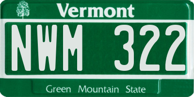 VT license plate NWM322
