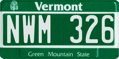 VT license plate NWM326