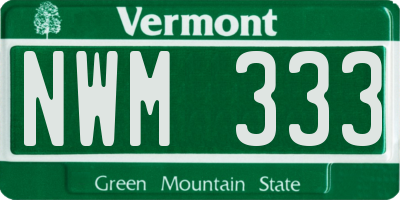 VT license plate NWM333
