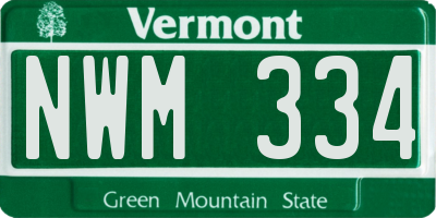 VT license plate NWM334