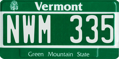 VT license plate NWM335