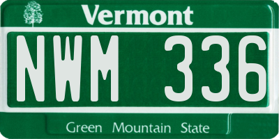 VT license plate NWM336