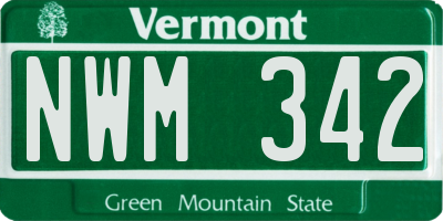 VT license plate NWM342