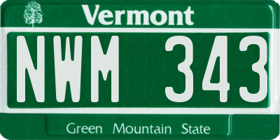 VT license plate NWM343