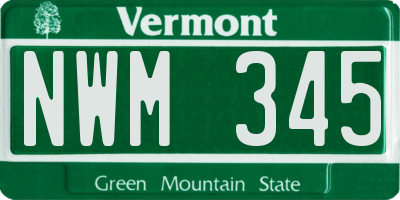 VT license plate NWM345
