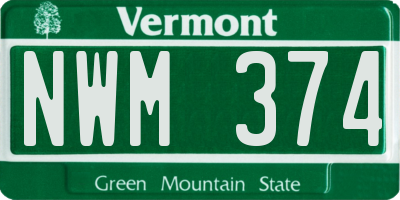 VT license plate NWM374