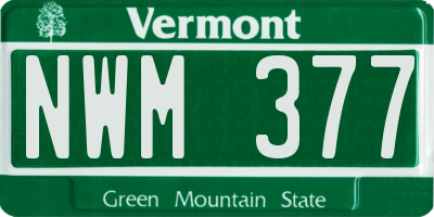 VT license plate NWM377