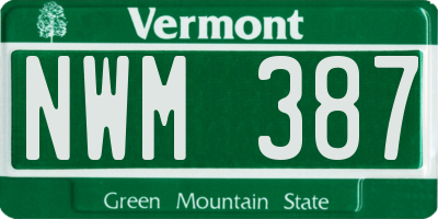 VT license plate NWM387