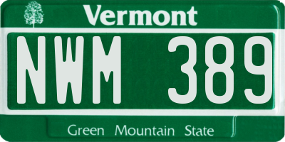 VT license plate NWM389