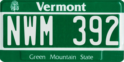 VT license plate NWM392
