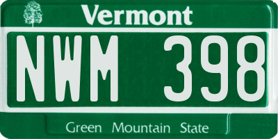 VT license plate NWM398
