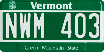 VT license plate NWM403