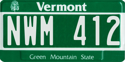VT license plate NWM412