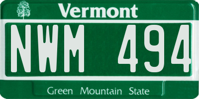 VT license plate NWM494