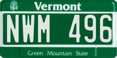 VT license plate NWM496
