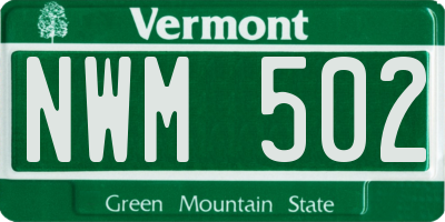 VT license plate NWM502