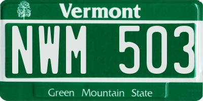 VT license plate NWM503