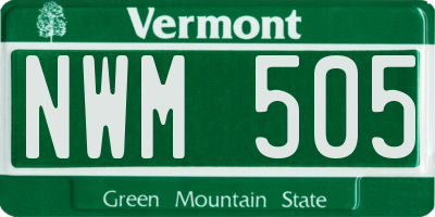 VT license plate NWM505