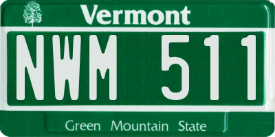 VT license plate NWM511