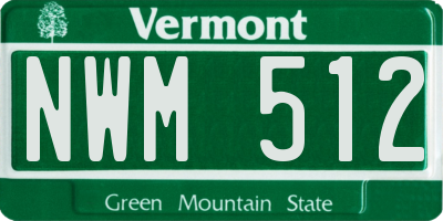 VT license plate NWM512