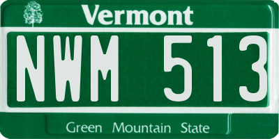 VT license plate NWM513