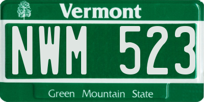 VT license plate NWM523