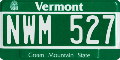 VT license plate NWM527