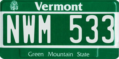 VT license plate NWM533
