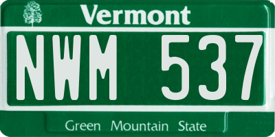 VT license plate NWM537