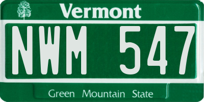 VT license plate NWM547