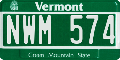 VT license plate NWM574