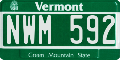 VT license plate NWM592