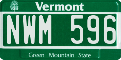 VT license plate NWM596