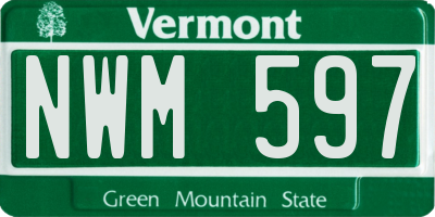 VT license plate NWM597